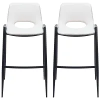 Desi Barstool Chair (Set of 2) in White, Black by Zuo Modern