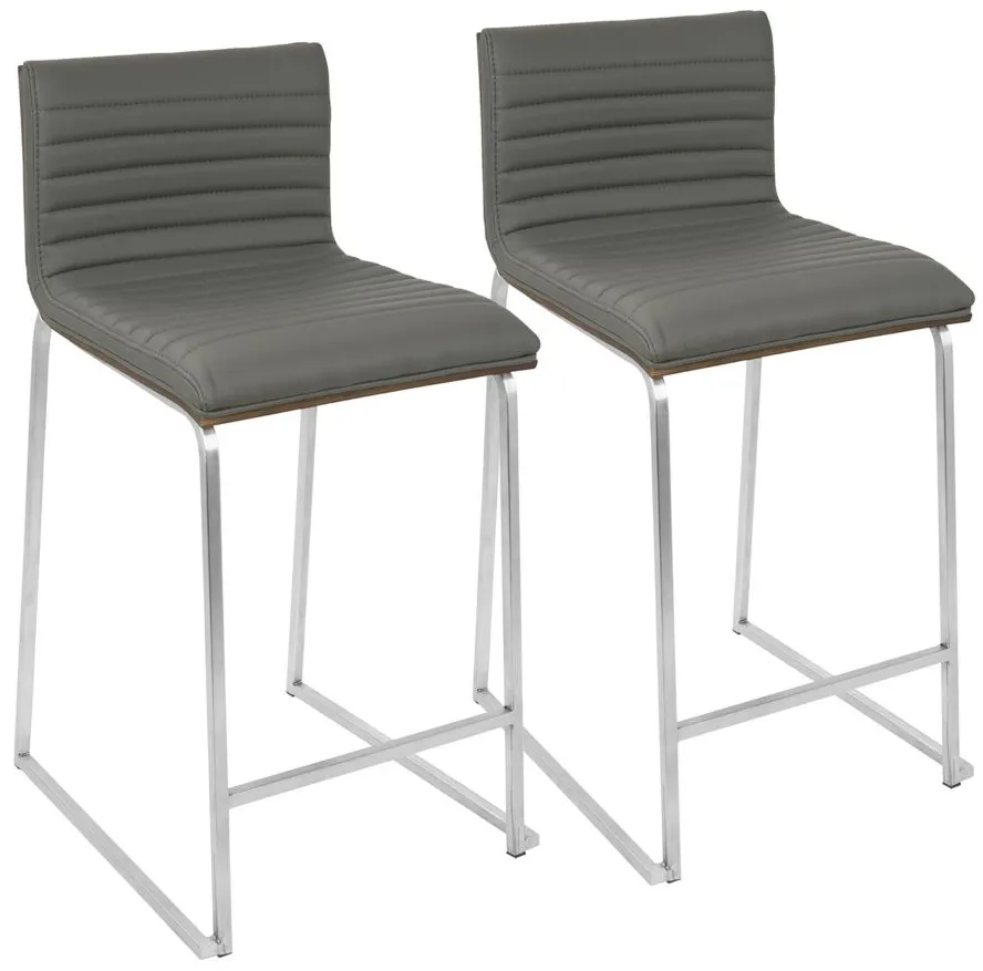 Mara Counter-Height Stool - Set of 2 in Grey by Lumisource