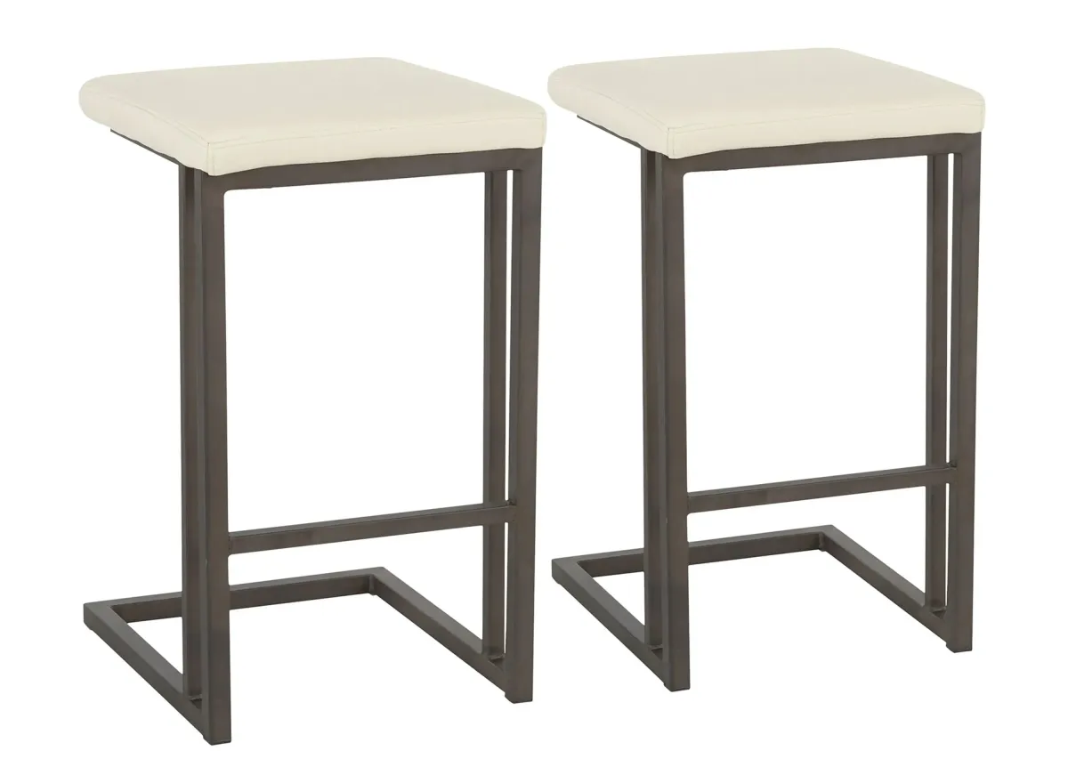 Roman Counter-Height Stool - Set of 2 in Cream by Lumisource