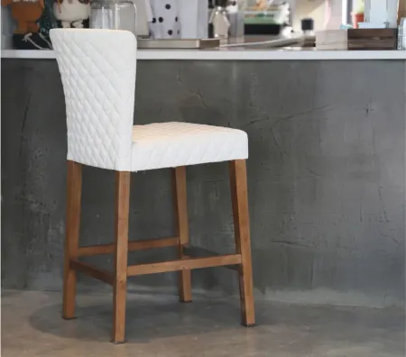 Albie Diamond Stitching PU Leather Counter Stool in Danburry White by New Pacific Direct