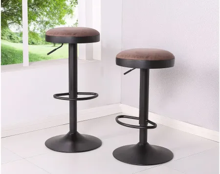 Juno Gaslift Backless Bar Stool: Set of 2 in Vintage Coffee Brown by New Pacific Direct