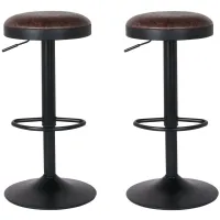 Juno Gaslift Backless Bar Stool: Set of 2 in Vintage Coffee Brown by New Pacific Direct