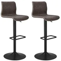 Jayden Gaslift Bar Stool: Set of 2 in Vintage Coffee Brown by New Pacific Direct