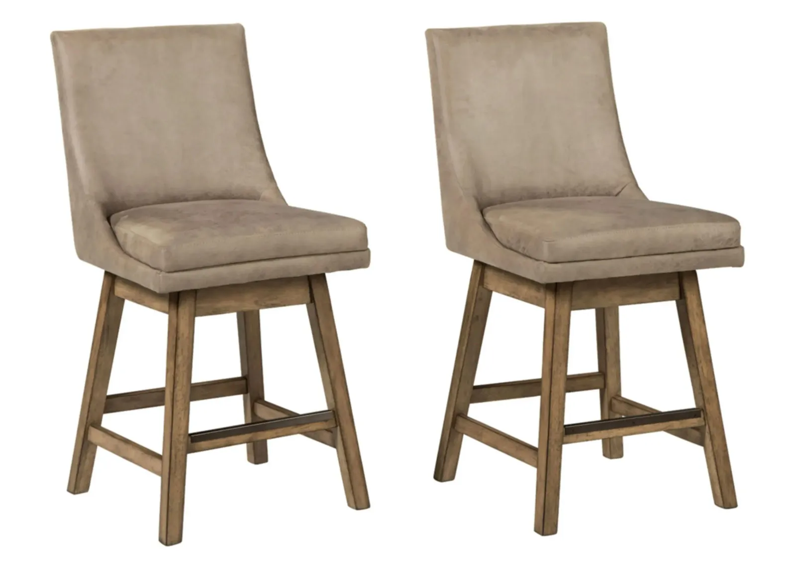 Meryle Swivel Counter Stool - Set of 2 - Beige in Beige by Ashley Express