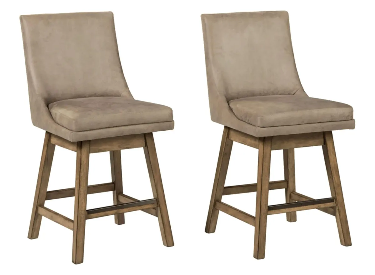 Meryle Swivel Counter Stool - Set of 2 - Beige in Beige by Ashley Express