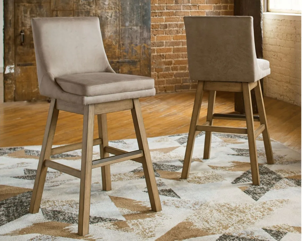 Meryle Swivel Bar Stool - Set of 2 in Beige by Ashley Express