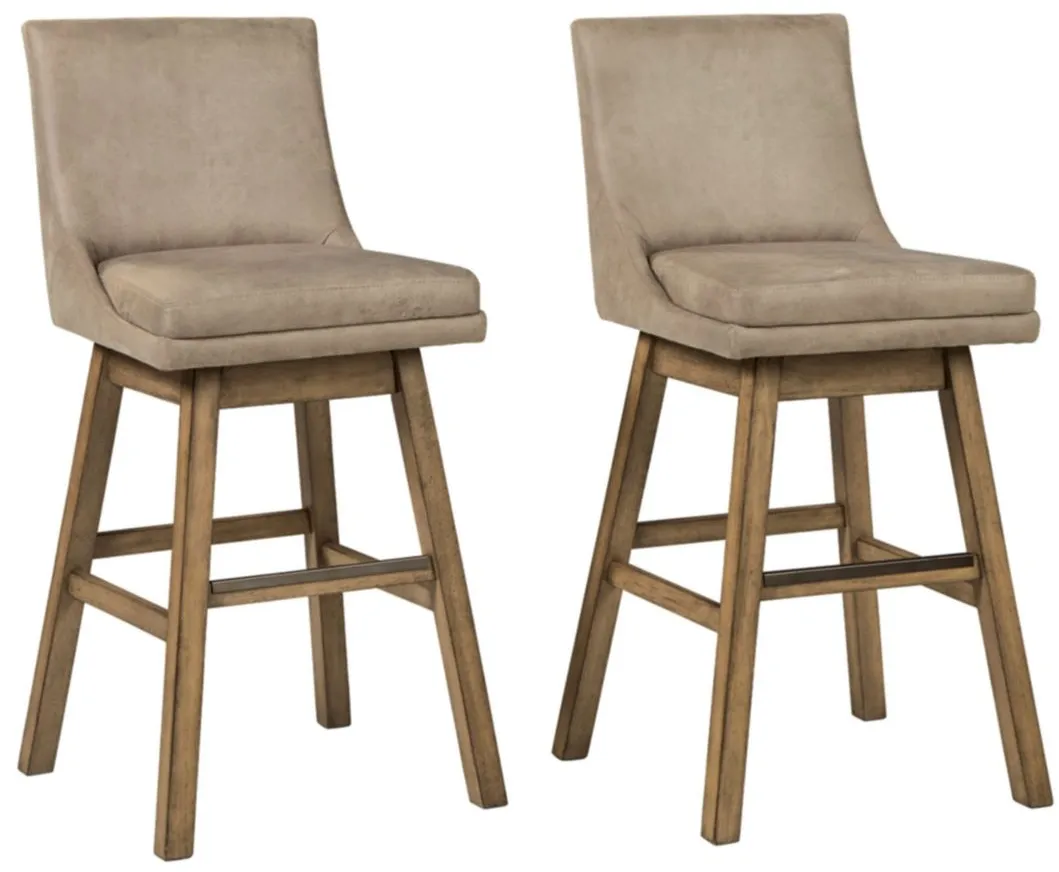 Meryle Swivel Bar Stool - Set of 2 in Beige by Ashley Express