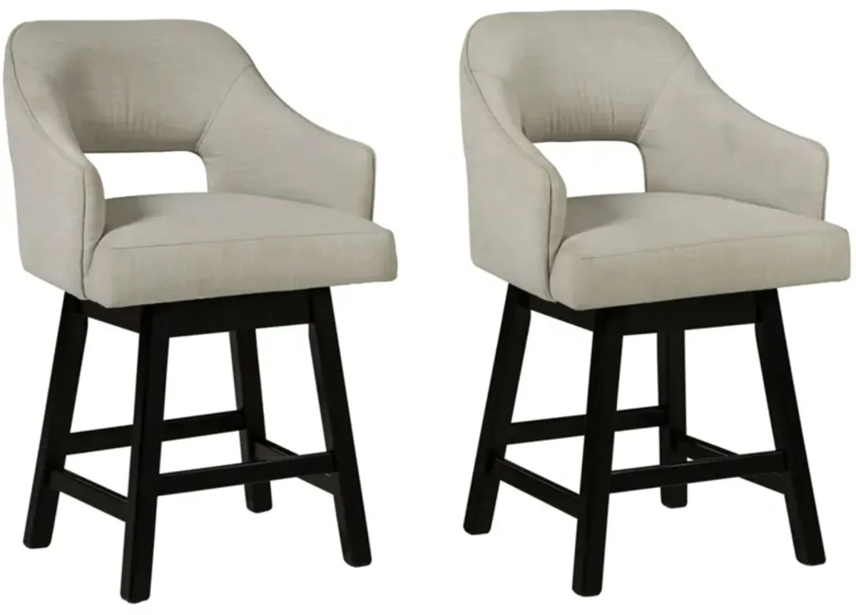 Meryle Open Swivel Counter Stool - Set of 2 in White/Dark Brown by Ashley Express