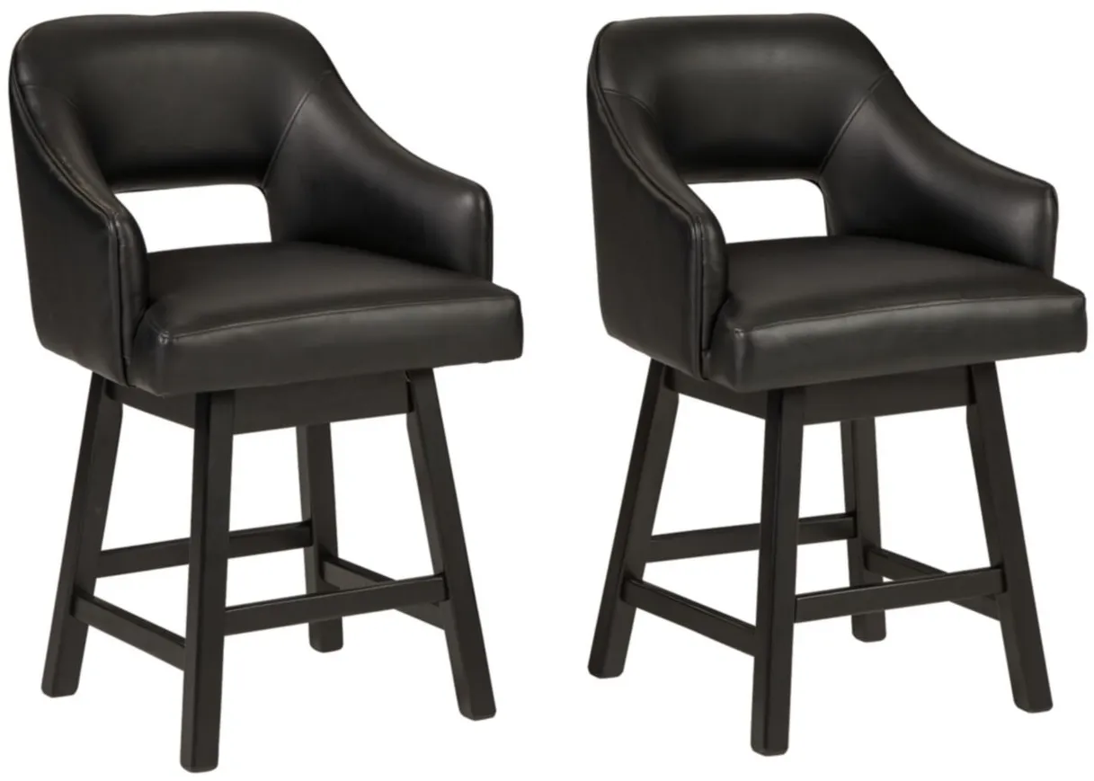 Meryle Open Swivel Counter Stool - Set of 2 in Black/Dark Brown by Ashley Express