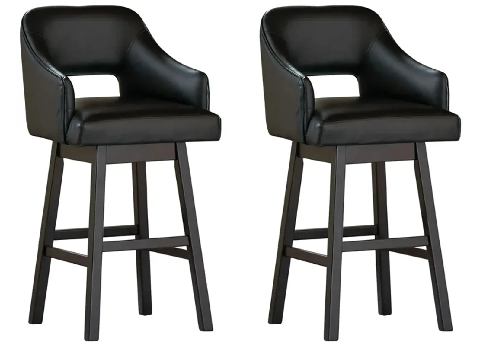 Meryle Open Swivel Bar Stool - Set of 2 in Black/Dark Brown by Ashley Express