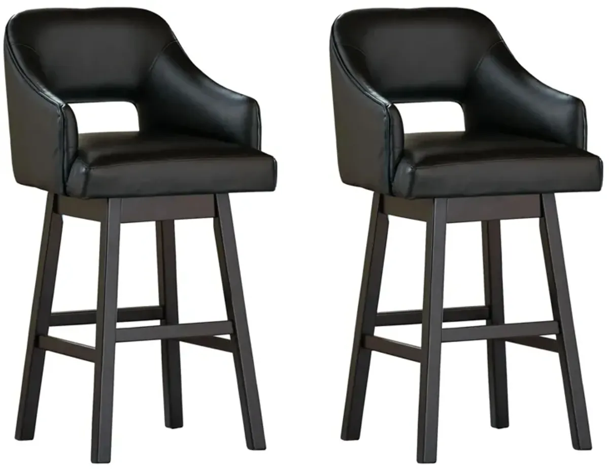 Meryle Open Swivel Bar Stool - Set of 2 in Black/Dark Brown by Ashley Express