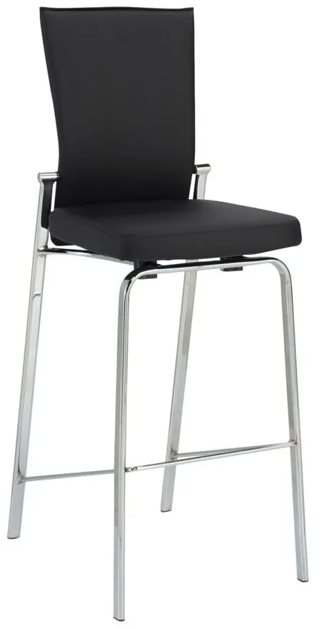 Paloma Motion Back Counter Stool in Black and Chrome by Chintaly Imports