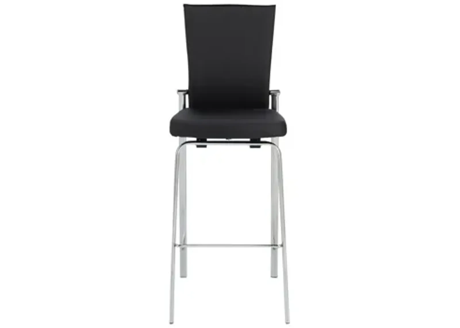 Paloma Motion Back Counter Stool in Black and Chrome by Chintaly Imports