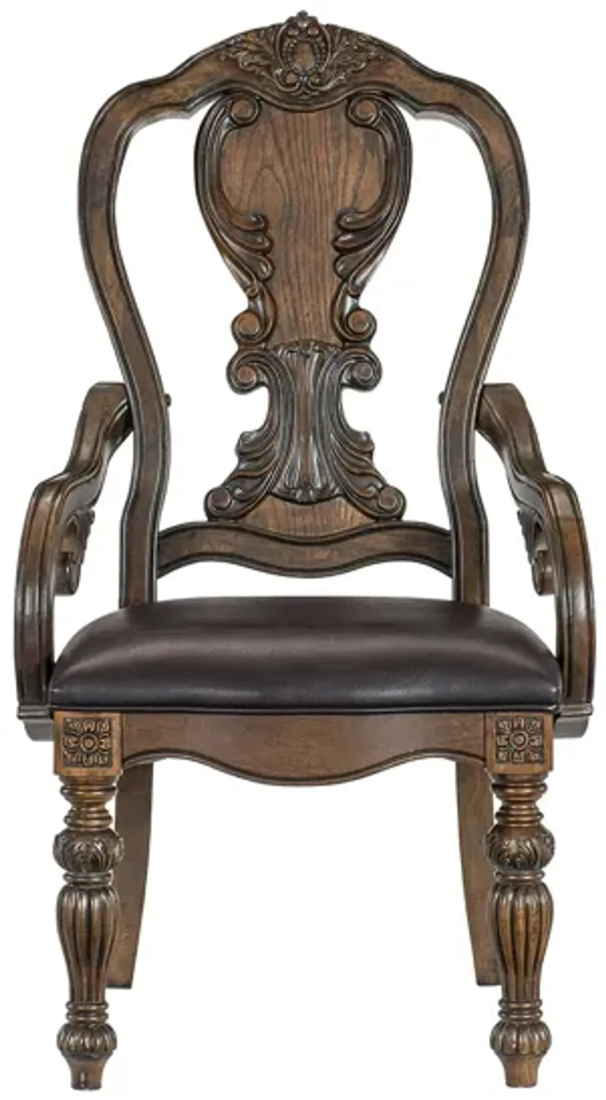 Wellington Dining Room Arm Chair in Dark Oak by Homelegance