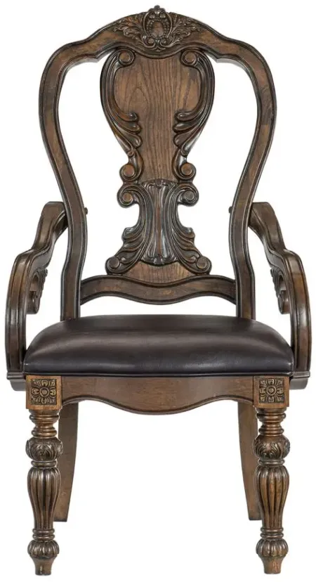 Wellington Dining Room Arm Chair in Dark Oak by Homelegance