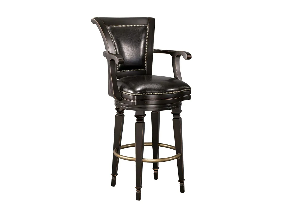 Northport Bar Stool in Worn Black (Brown Undertone) by Howard Miller Clock