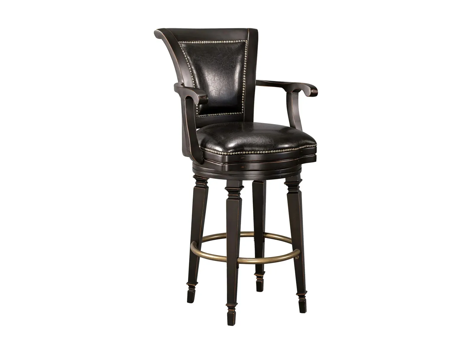 Northport Bar Stool in Worn Black (Brown Undertone) by Howard Miller Clock