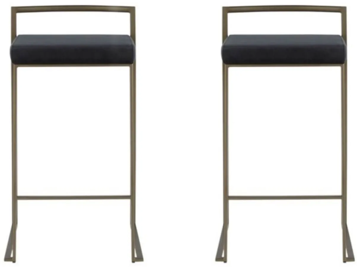 Fuji Counter Stool - Set of 2 in Black by Lumisource