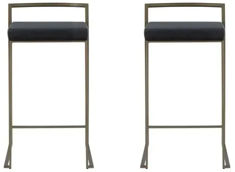 Fuji Counter Stool - Set of 2 in Black by Lumisource