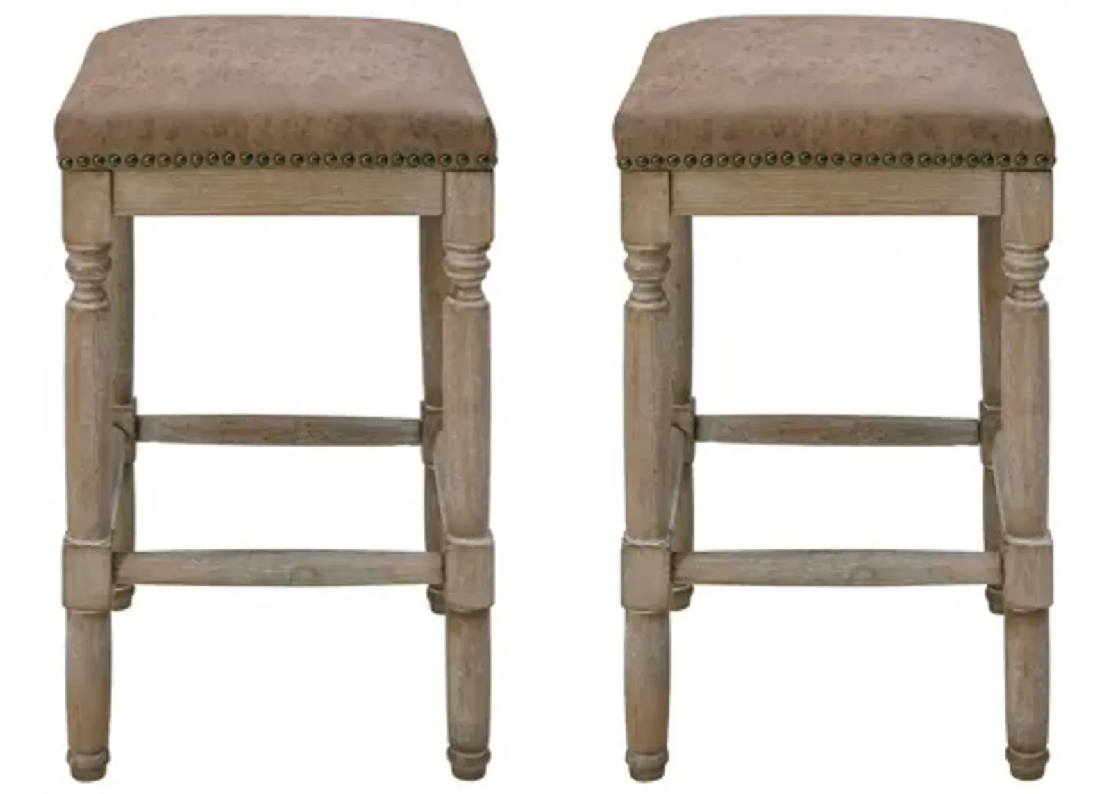 Ernie Counter Stool: Set of 2 in Nubuck Chocolate by New Pacific Direct