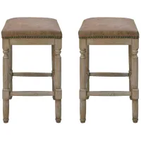 Ernie Counter Stool: Set of 2 in Nubuck Chocolate by New Pacific Direct