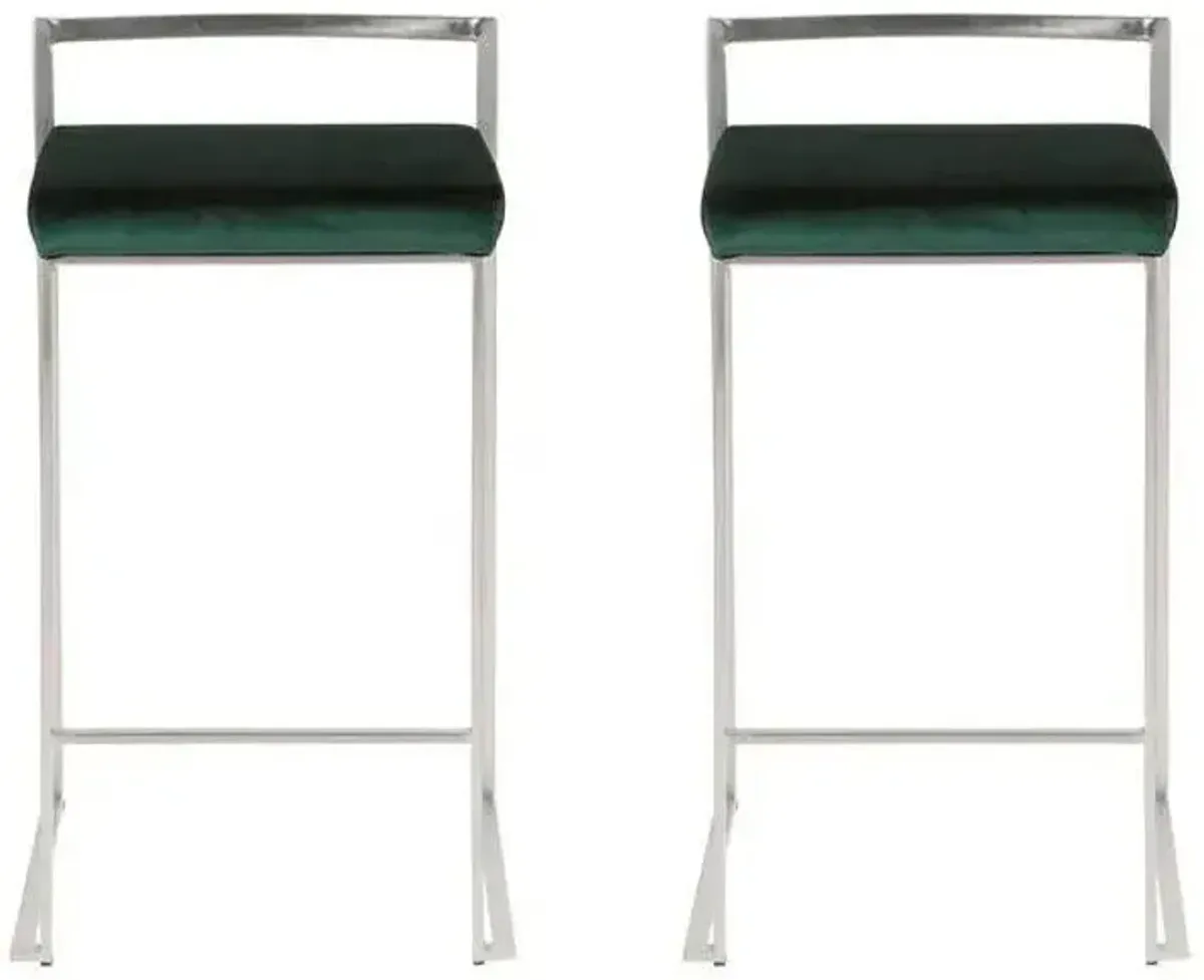 Fuji Counter Stool - Set of 2 in Green by Lumisource