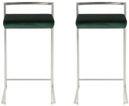Fuji Counter Stool - Set of 2 in Green by Lumisource
