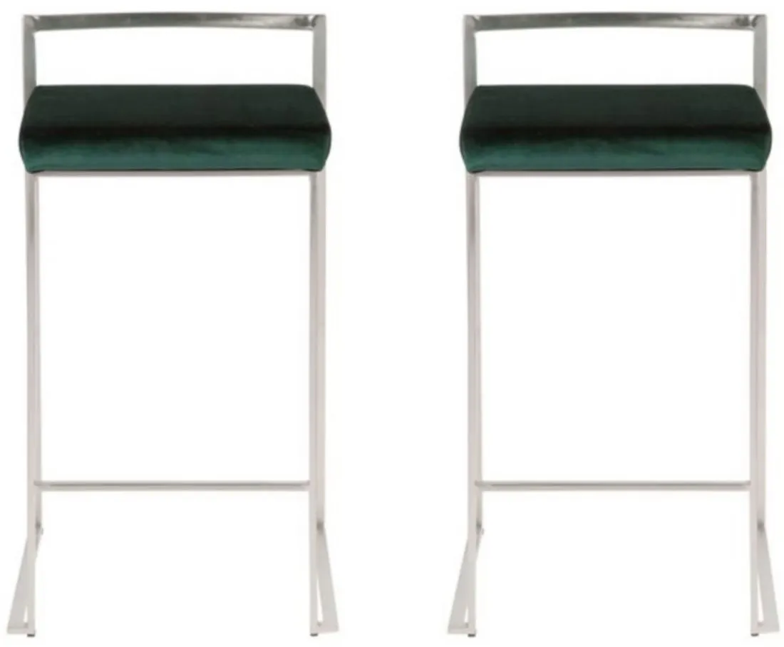 Fuji Counter Stool - Set of 2 in Green by Lumisource