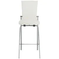 Paloma Motion Back Counter Stool in White and Chrome by Chintaly Imports