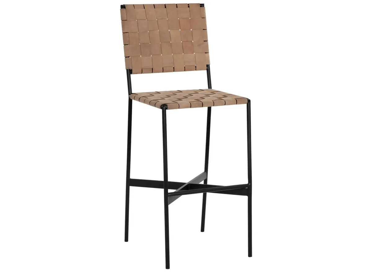 Omari Barstool in SUEDED LIGHT TAN LEATHER by Sunpan