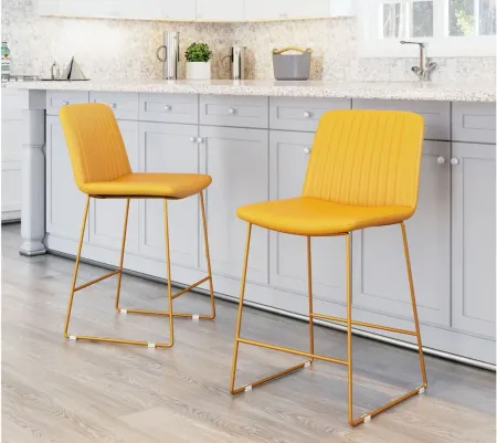 Mode Counter Stool (Set of 2) in Yellow by Zuo Modern