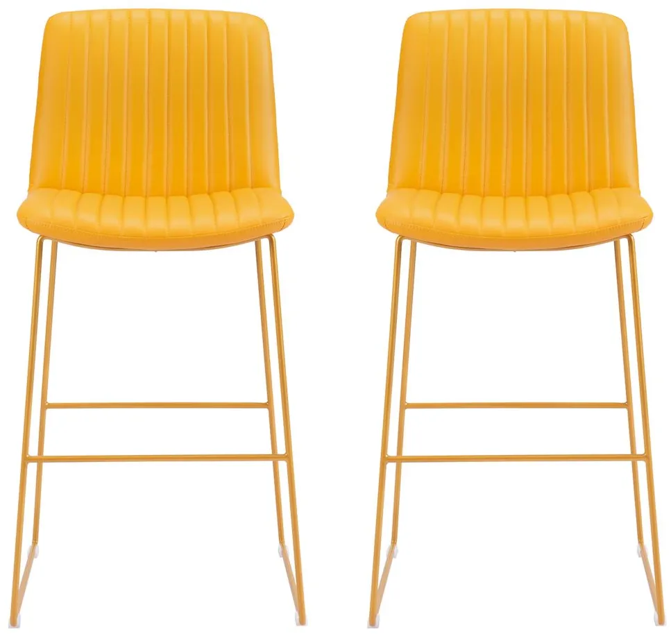 Mode Barstool (Set of 2) in Yellow by Zuo Modern