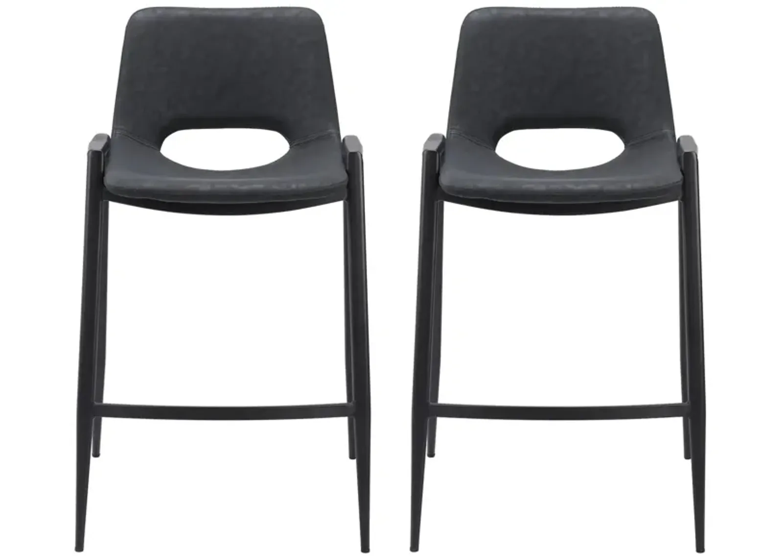 Desi Counter Stool (Set of 2) in Black by Zuo Modern