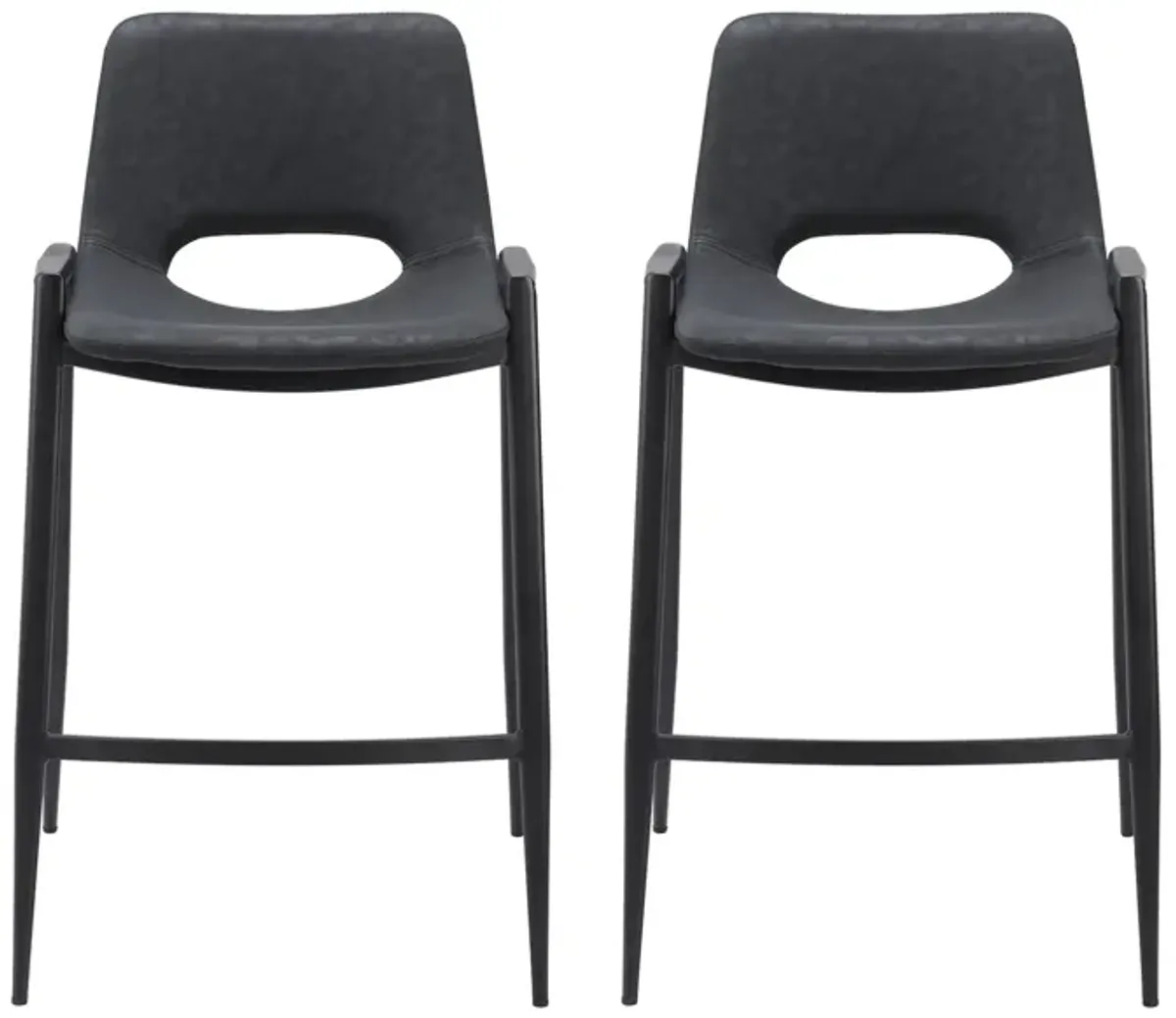 Desi Counter Stool (Set of 2) in Black by Zuo Modern