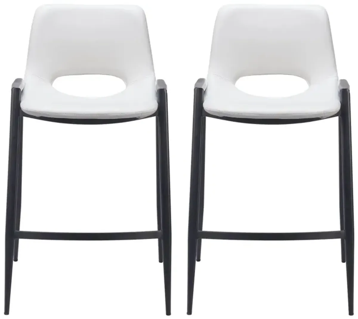 Desi Counter Stool (Set of 2) in White, Black by Zuo Modern