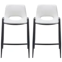 Desi Counter Stool (Set of 2) in White, Black by Zuo Modern