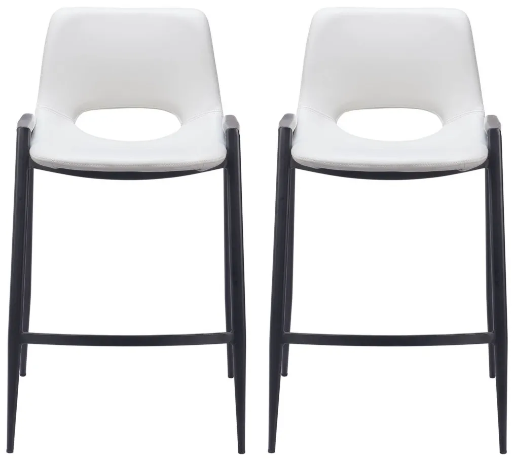 Desi Counter Stool (Set of 2) in White, Black by Zuo Modern