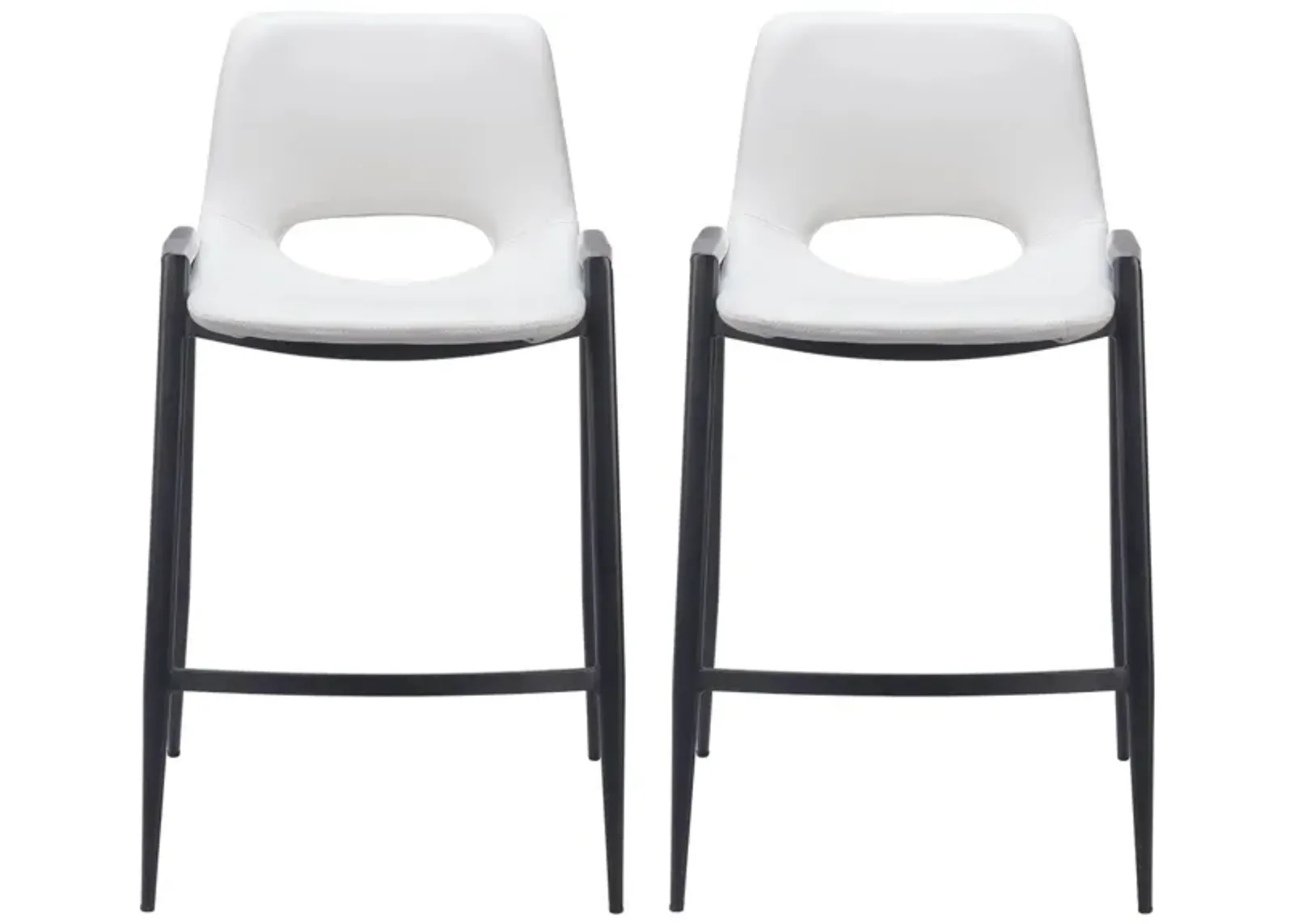 Desi Counter Stool (Set of 2) in White, Black by Zuo Modern