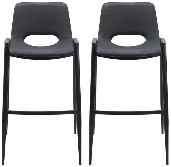 Desi Barstool Chair (Set of 2) in Black by Zuo Modern