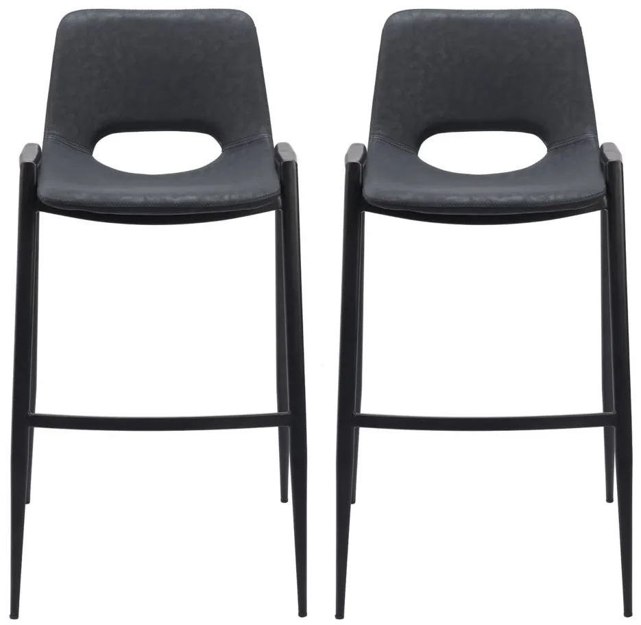 Desi Barstool Chair (Set of 2) in Black by Zuo Modern