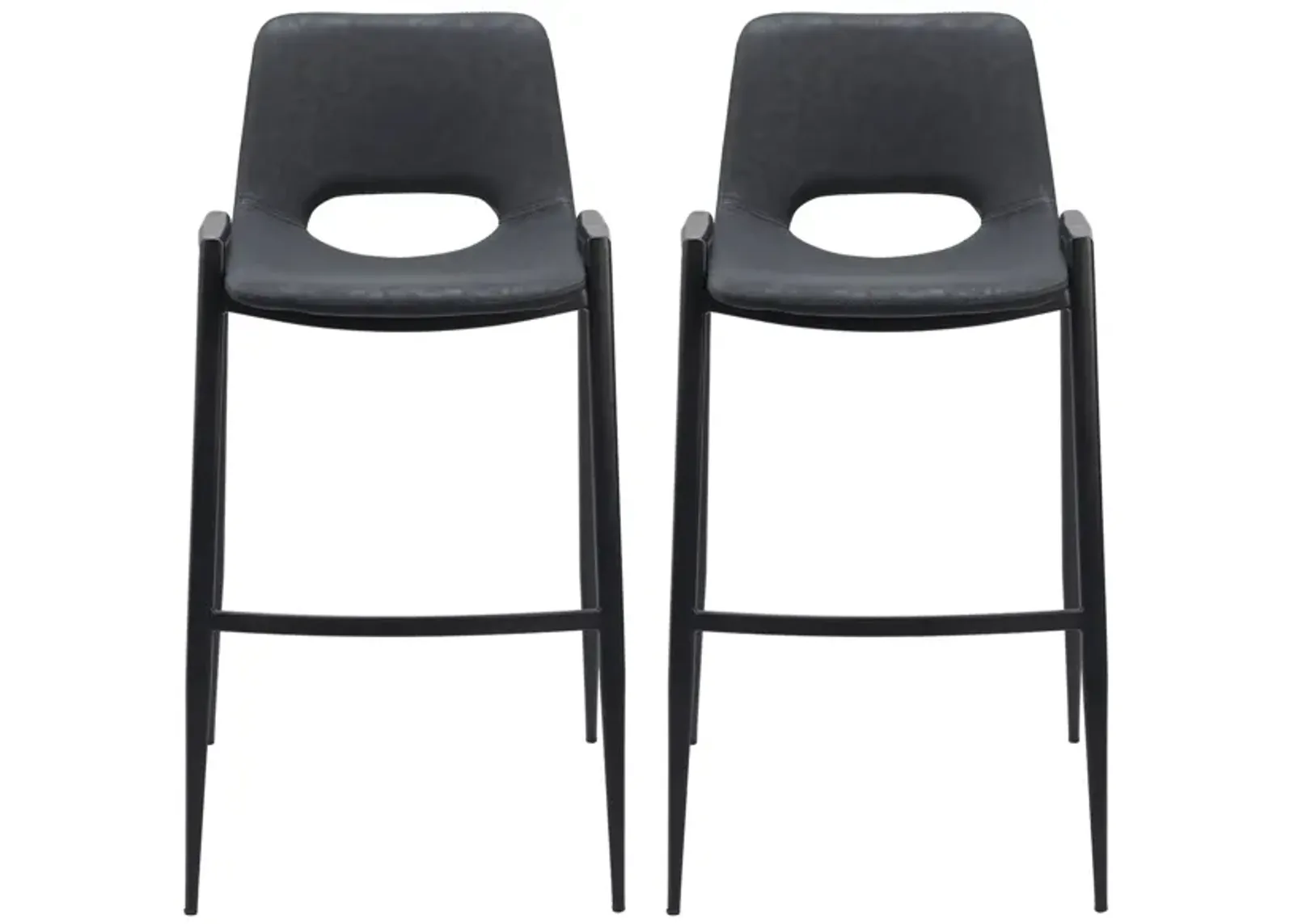 Desi Barstool Chair (Set of 2) in Black by Zuo Modern