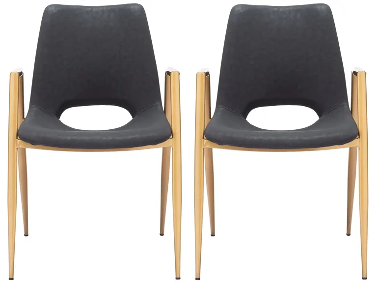 Desi Dining Chair (Set of 2) in Black, Gold by Zuo Modern