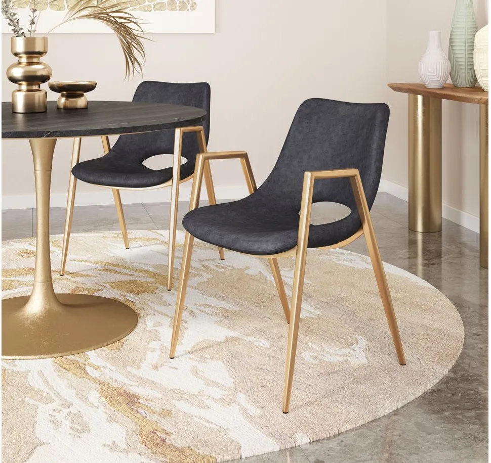 Desi Dining Chair (Set of 2) in Black, Gold by Zuo Modern