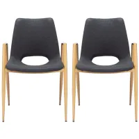 Desi Dining Chair (Set of 2) in Black, Gold by Zuo Modern