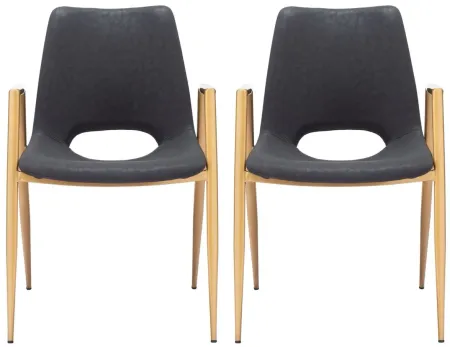 Desi Dining Chair (Set of 2) in Black, Gold by Zuo Modern