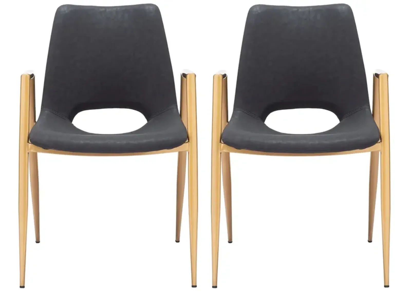 Desi Dining Chair (Set of 2) in Black, Gold by Zuo Modern