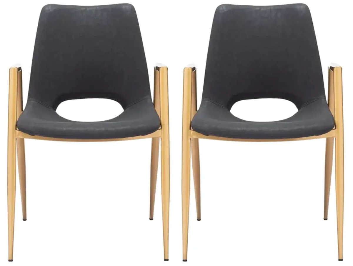 Desi Dining Chair (Set of 2) in Black, Gold by Zuo Modern