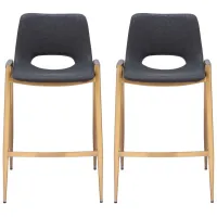 Desi Counter Stool (Set of 2) in Black, Gold by Zuo Modern