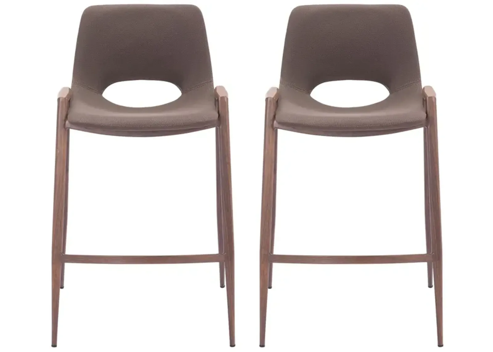 Desi Counter Stool (Set of 2) in Brown, Walnut by Zuo Modern