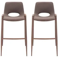 Desi Barstool Chair (Set of 2) in Brown, Walnut by Zuo Modern